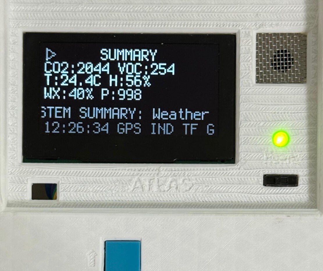 ATLAS device screen close-up